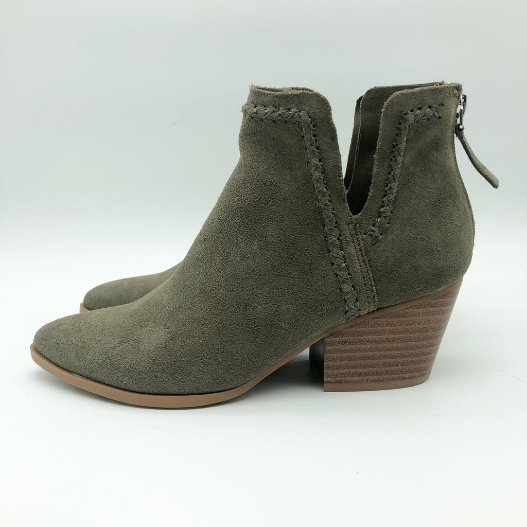 Dolce Vita Womens Dylan Ankle Booties Size 6 Green Textured Heel Suede NWOB