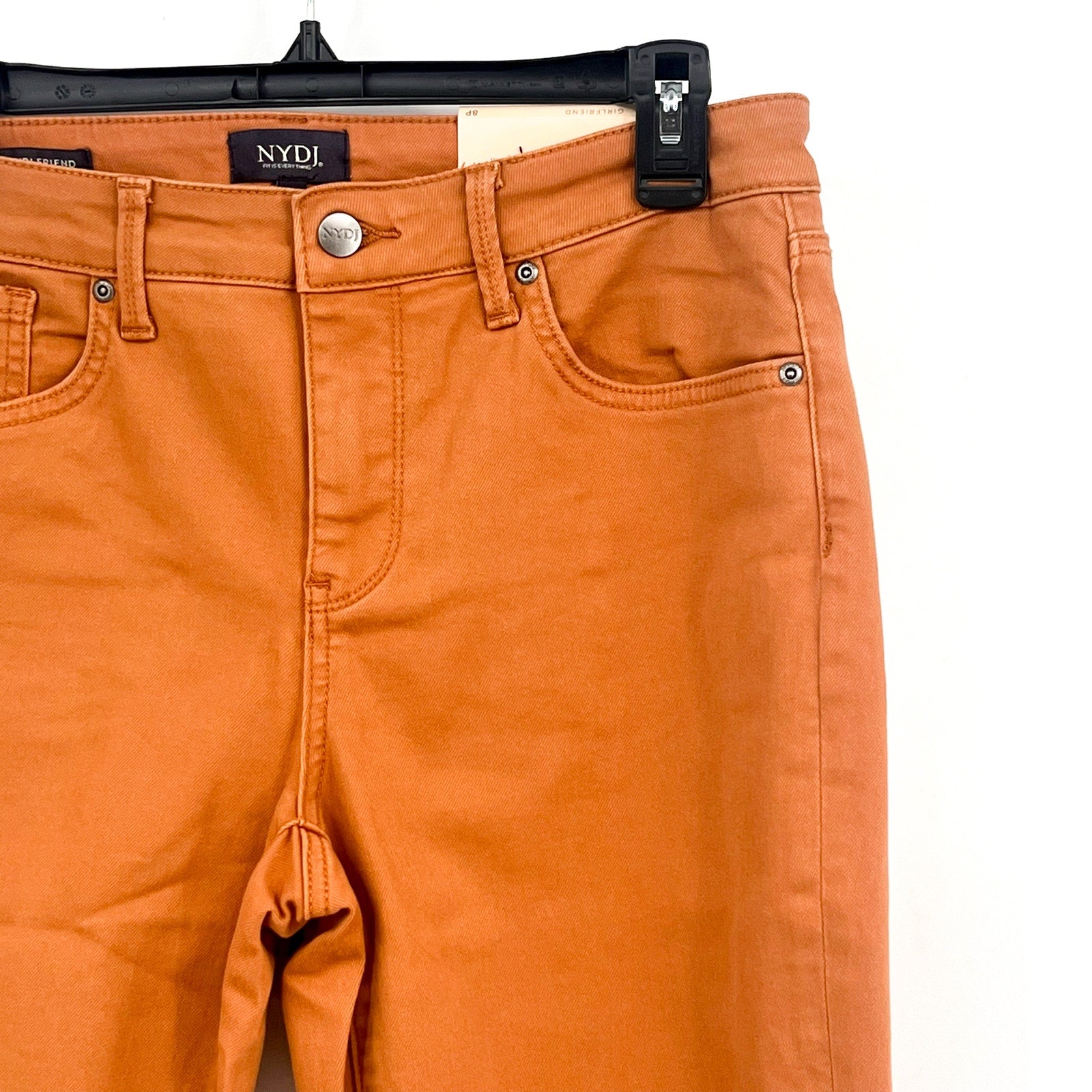 NYDJ Womens Margot Girlfriend Jeans Size 6 PETITE Rust Brown Straight Leg NWT