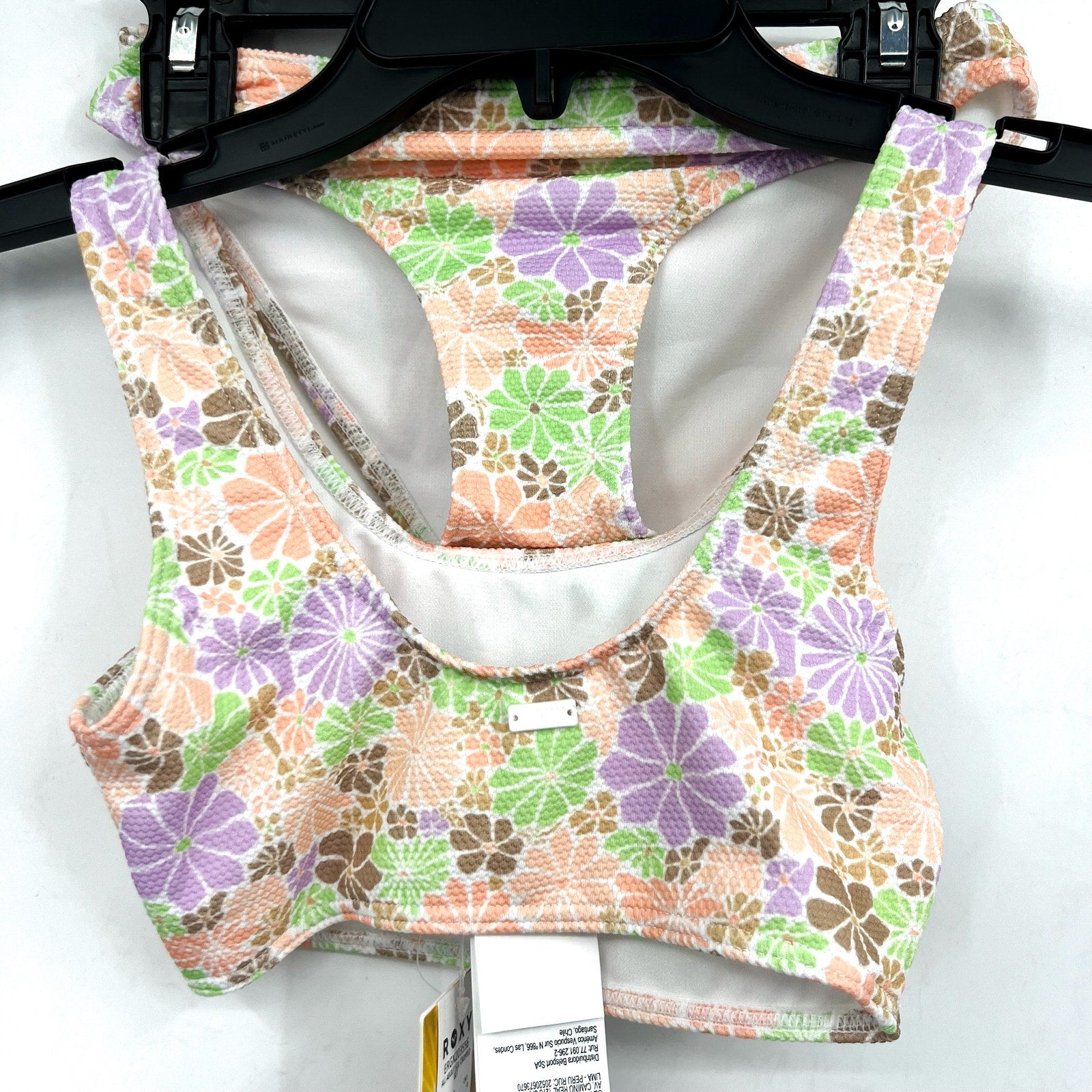 ROXY Girl's All About Sol Cropped Swimsuit Set Size 8 Pastel Multi Floral NWT