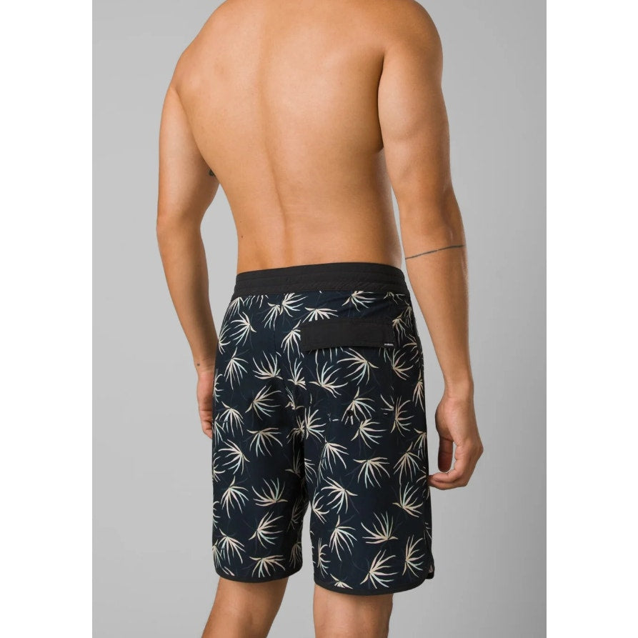 PRANA Men's Vintage Boardshort Size 31 Black Bloom 8" Inseam Drawstring NWT