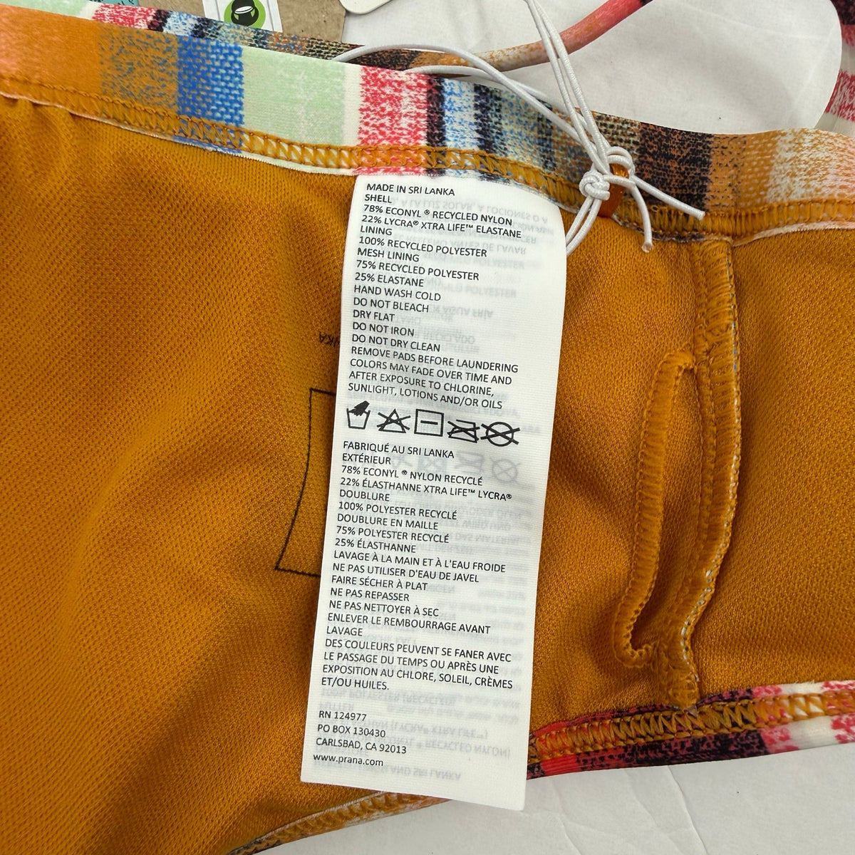 PRANA Women's Taranto Bikini Top XL Gold Baja Stripe Halter Swim NWT