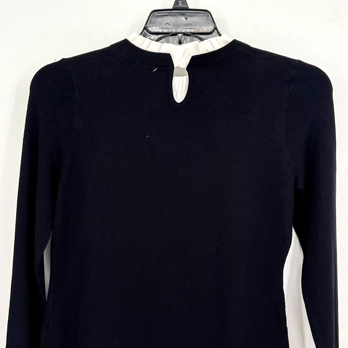 ADRIANNA PAPELL Women's Ruffle Neck Twofer Sweater Small Black Long Sleeve NWOT