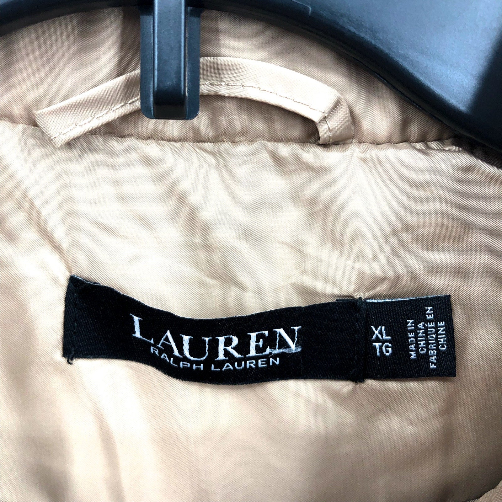 LAUREN RALPH LAUREN Womens Crest Patch Diamond Quilted Vest XL Birch Tan NWT