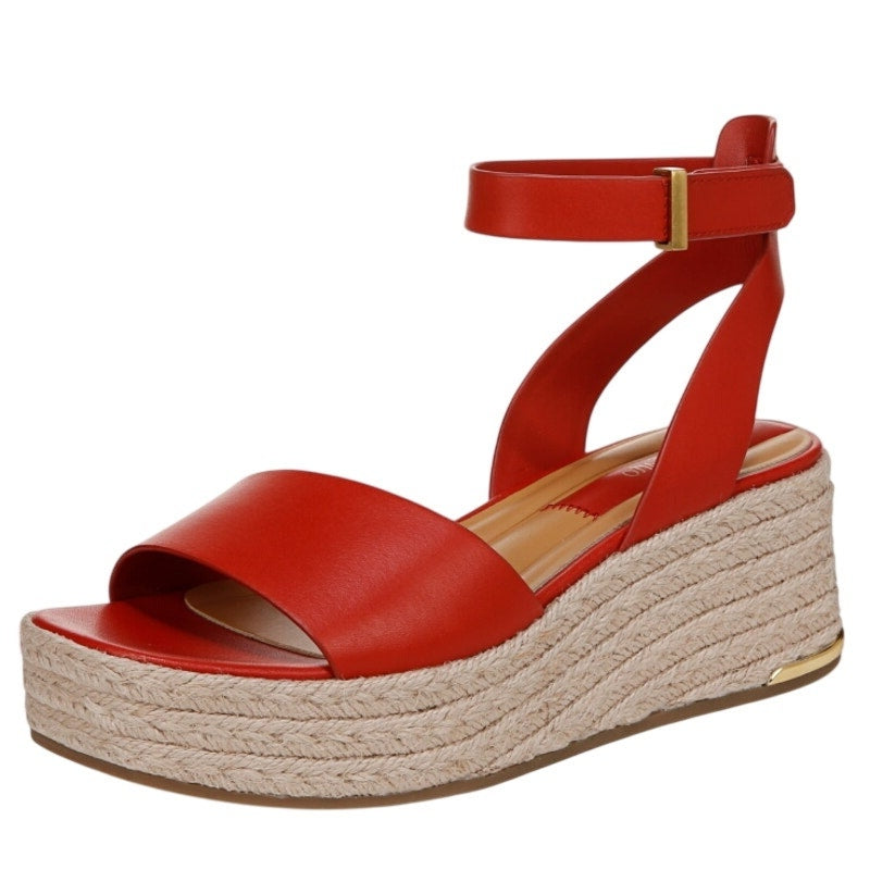 FRANCO Sarto Womens Tiffany Platform Espadrille Sandals Size 9 M Red Leather NIB