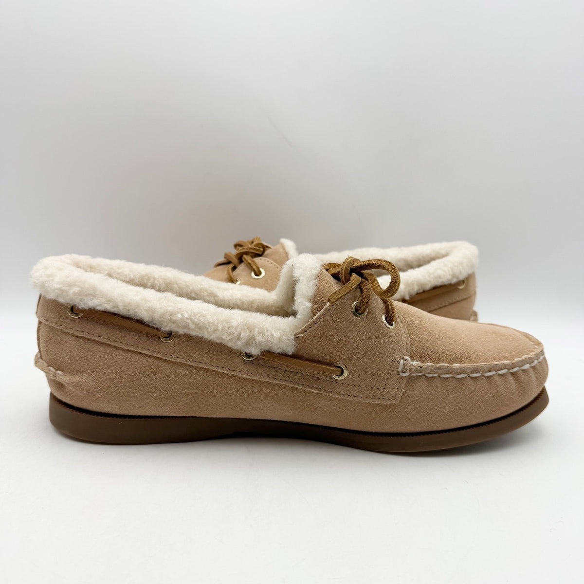 Sperry Womens Authentic Original 2 Eye Boat Shoes Size 7 EU 37.5 Tan Suede NIB