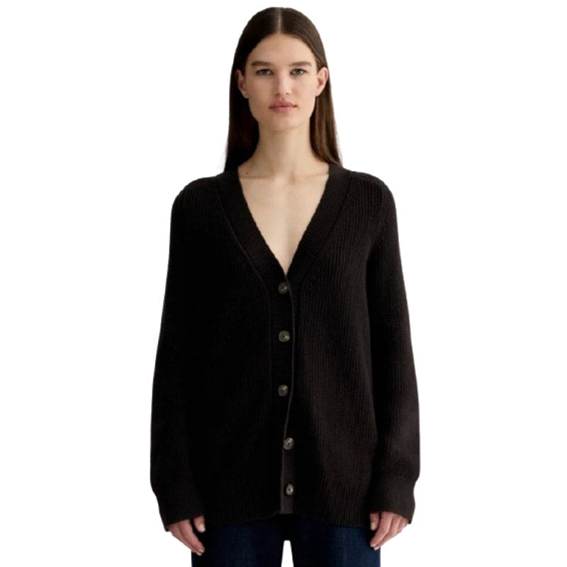 EVERLANE Women's The Long Cocoon Cardigan Small Black 100% Wool Sweater NWT