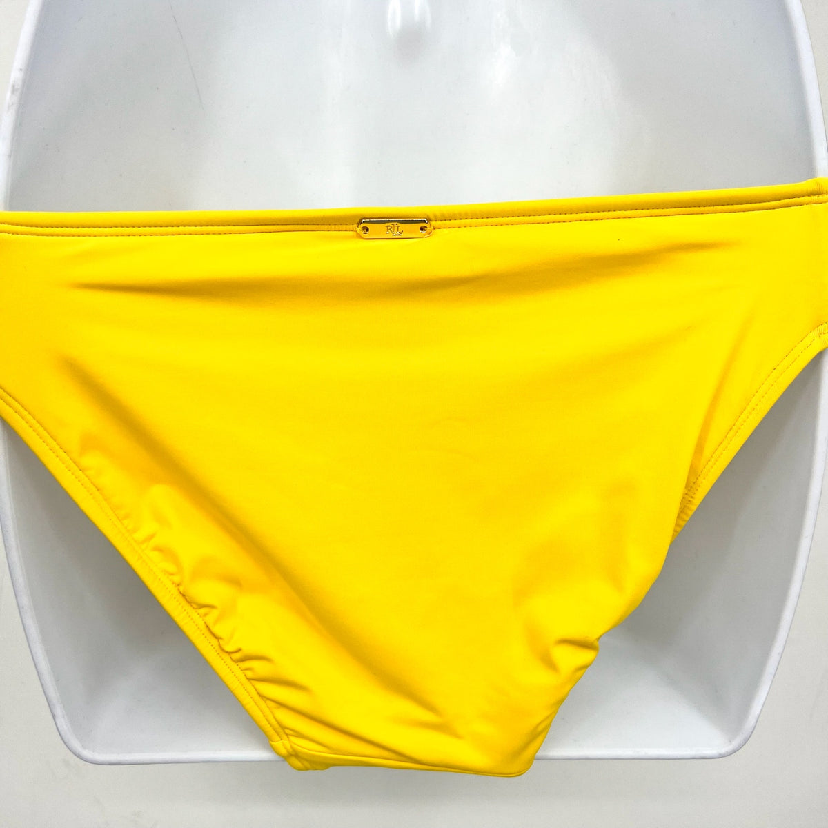 LAUREN RALPH LAUREN Shirred Hipster Bikini Bottom Size 4 Yellow Beach Club NWT