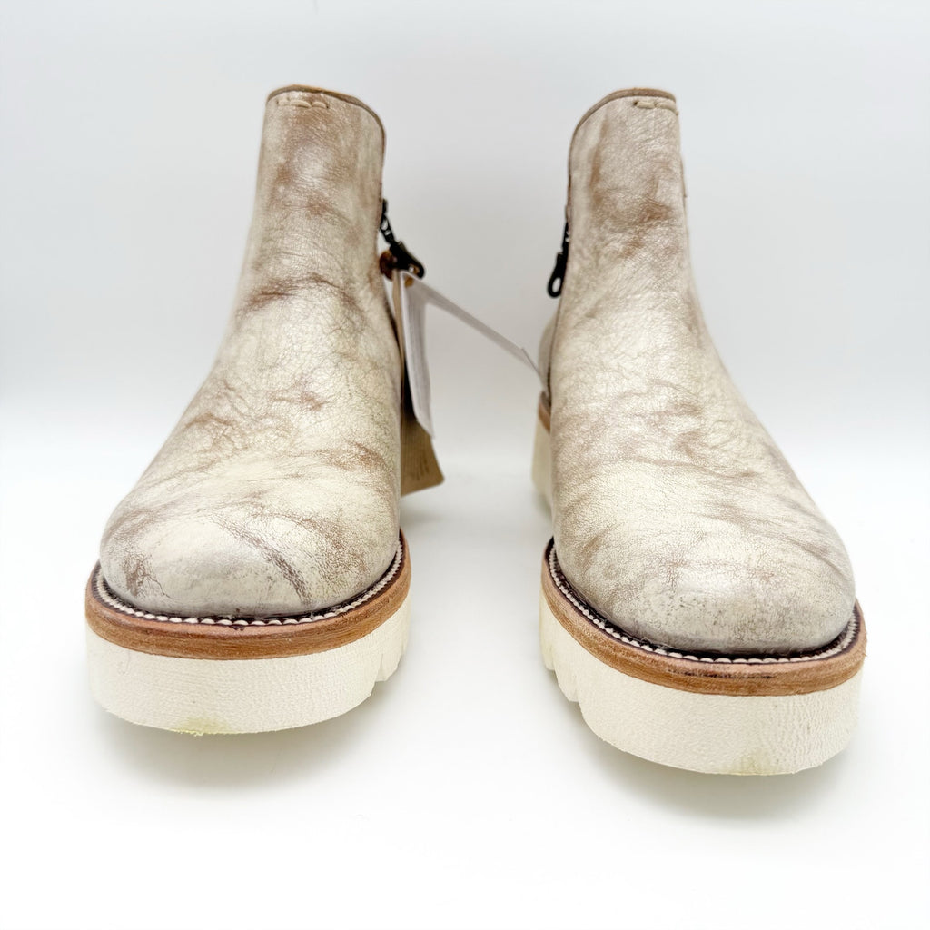 BEDSTU Womens Lydyi Ankle Bootie US 10 White Rustic Side Zipper Leather Boot NIB