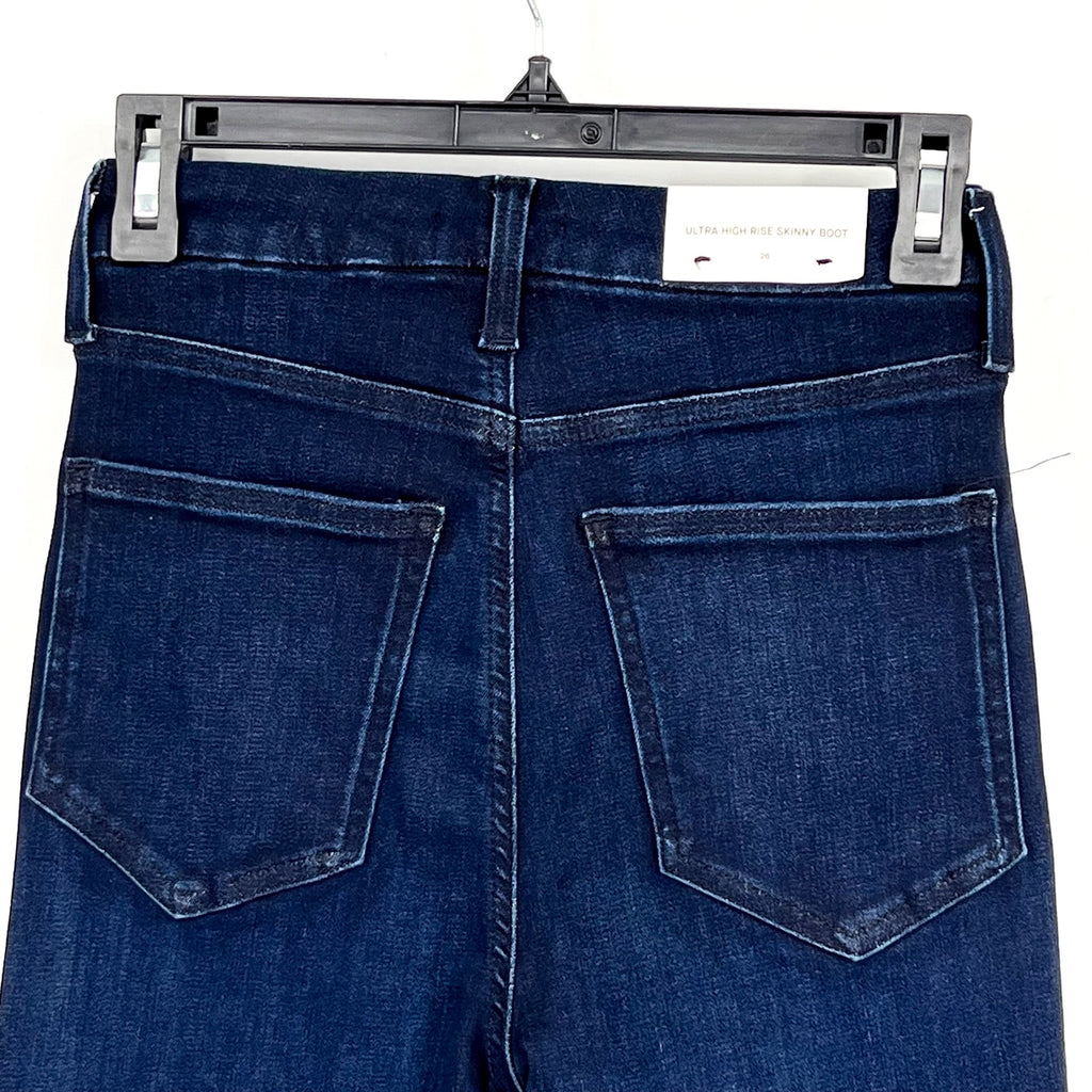 7 FOR ALL MANKIND Skinny Bootcut Jeans Size 26 US 2 Dark Blue Ultra High NWT