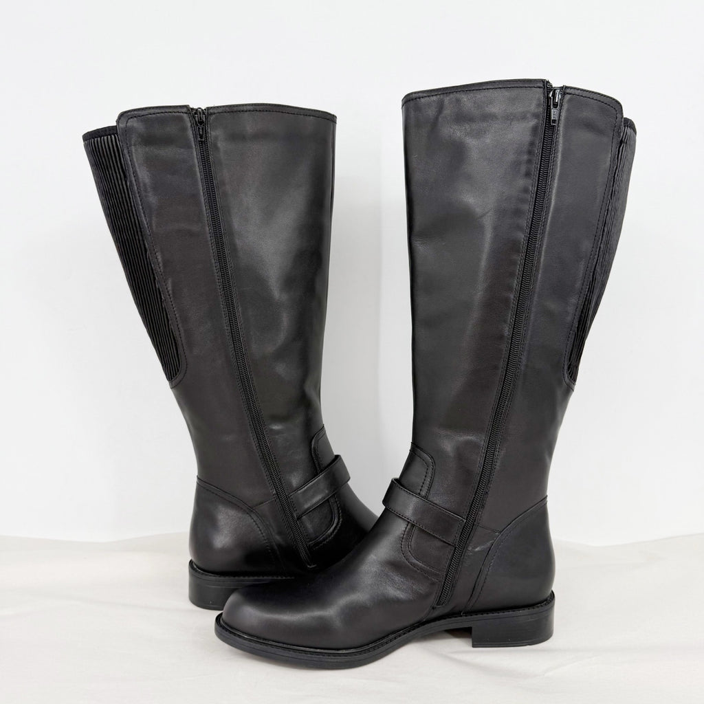 David Tate Womens Branson Knee High Boots US 12 M Black Leather NWOB