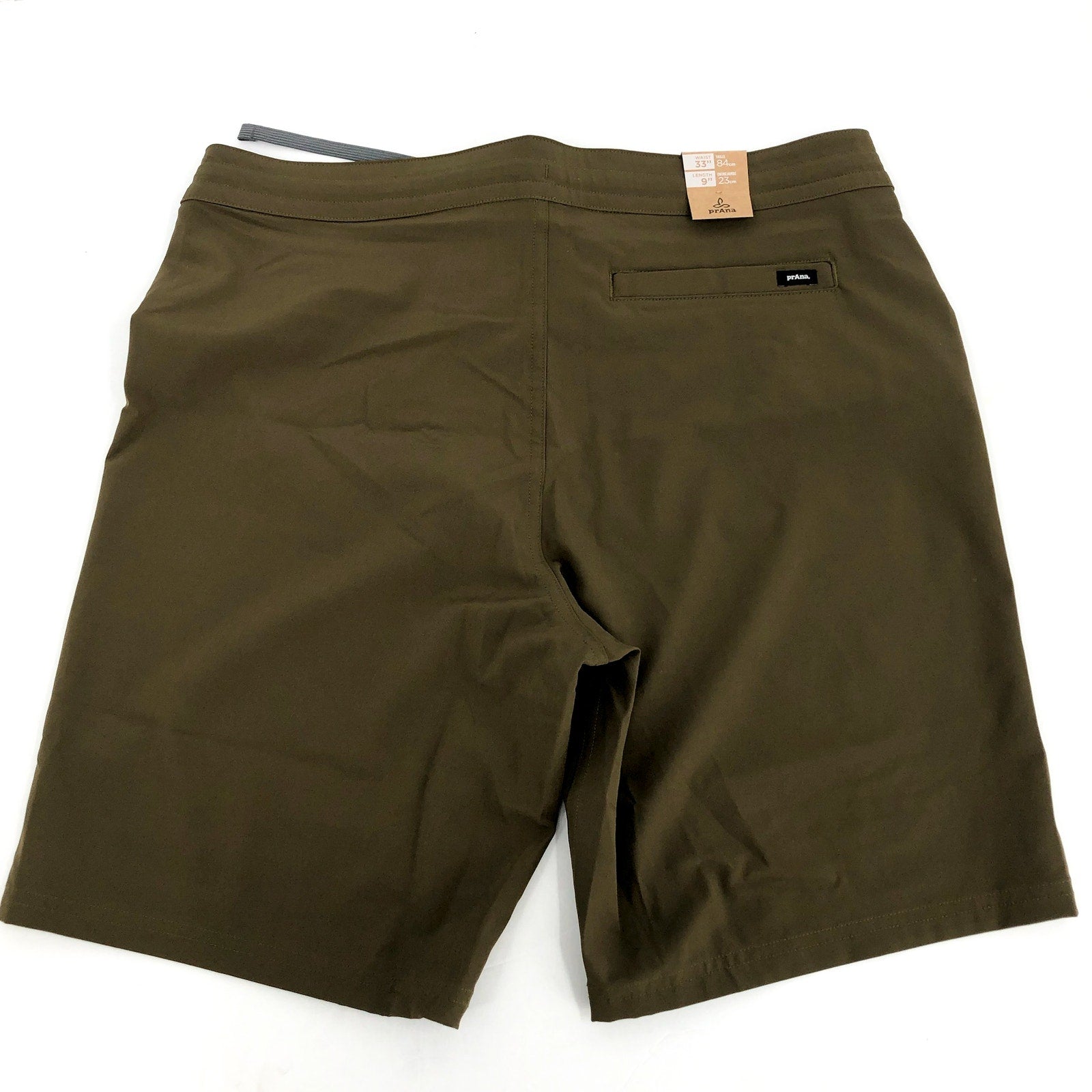 PRANA Men's Riveter Board Shorts Size 33 Peat Green 9" Inseam UPF 50+ NWT