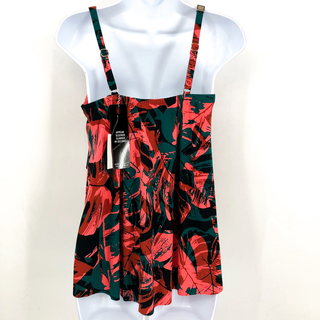 MAGICSUIT Women's Grace Tankini Swim Top Size 8 Black Red Livin Lush Print NWT