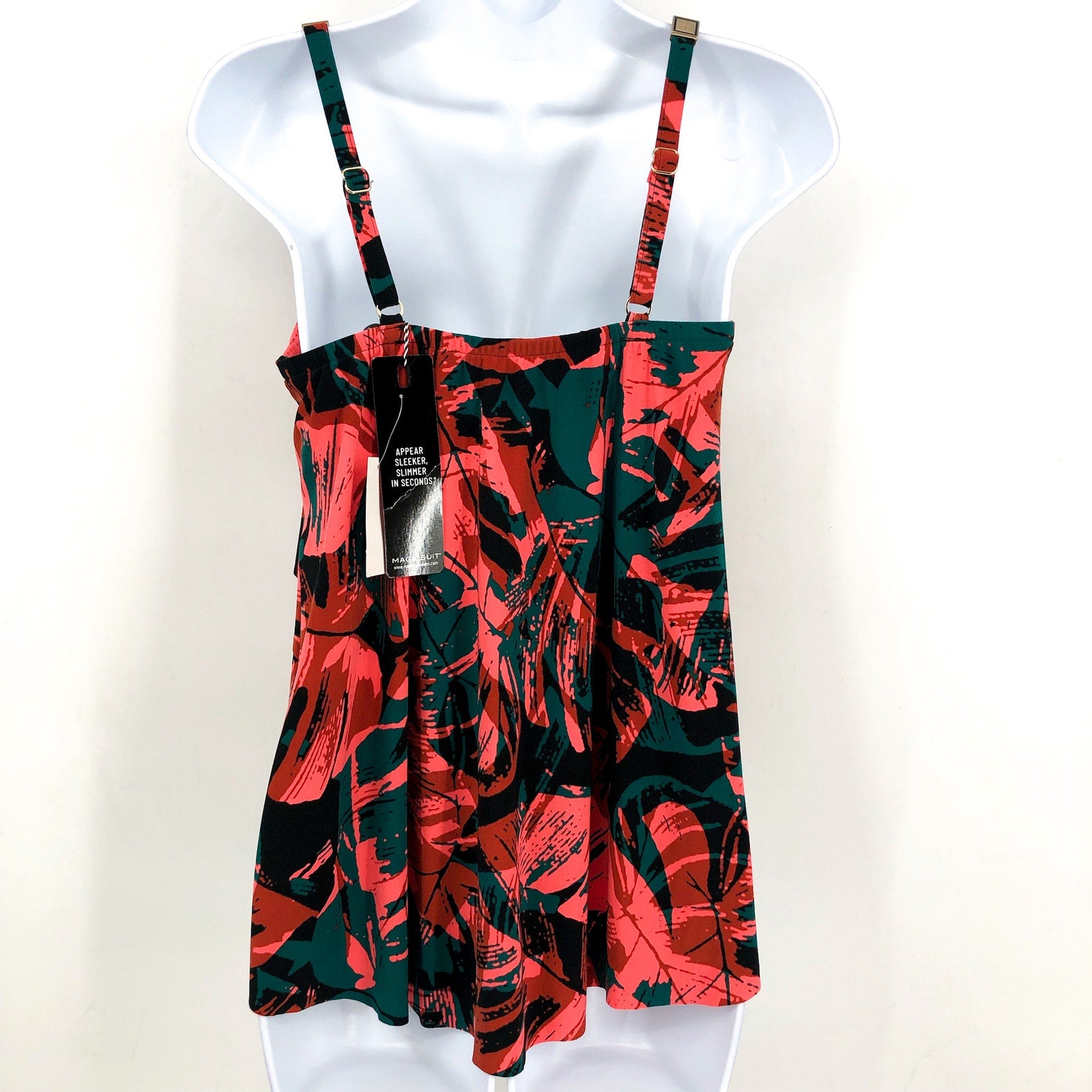 MAGICSUIT Women's Grace Tankini Swim Top Size 8 Black Red Livin Lush Print NWT