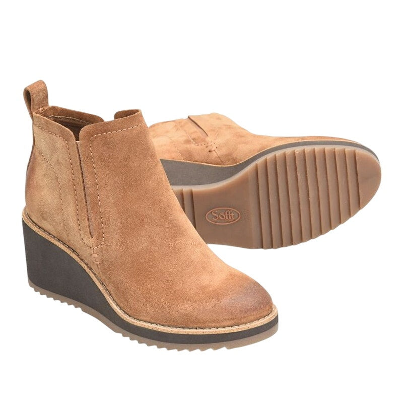 Sofft Womens Emeree Boots US 10 EU 41 Brown Suede Leather Wedge Heel NWOB