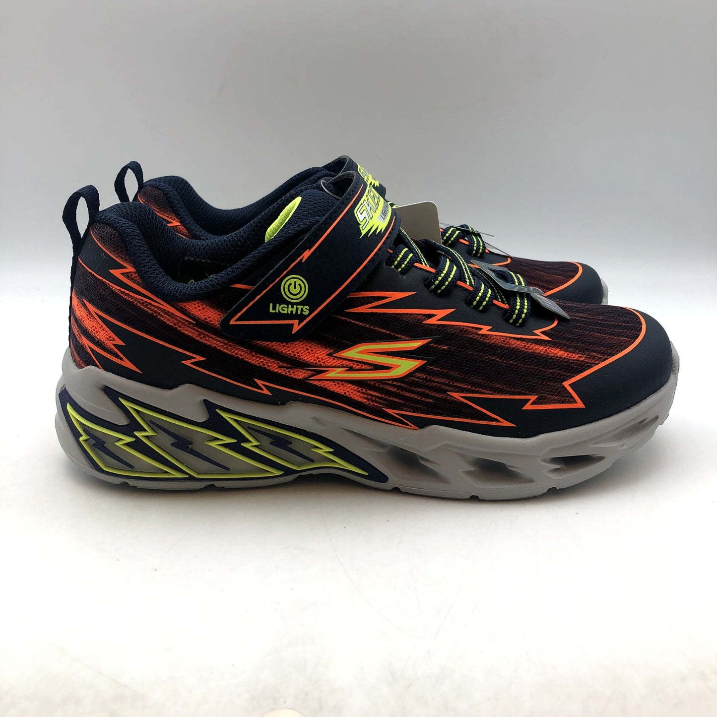 SKECHERS Boys Light Storm 2.0 Bolt Brights Sneakers Size 2.5 Orange Green NIB