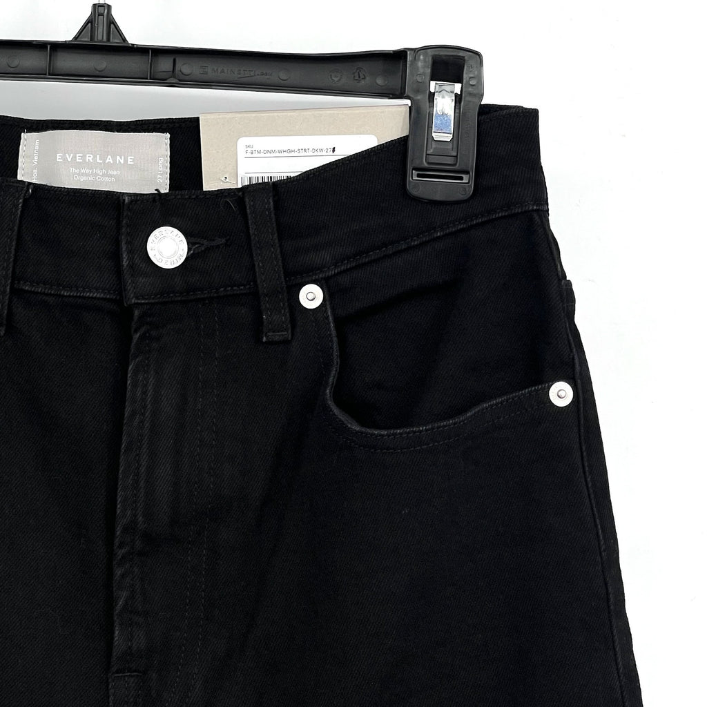 EVERLANE Womens Way-High Jeans 27x29 US 4 LONG Black Straight Organic Cotton NWT
