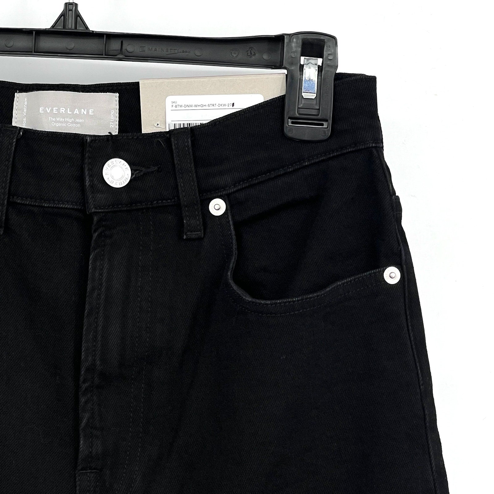EVERLANE Womens Way-High Jeans 27x29 US 4 LONG Black Straight Organic Cotton NWT