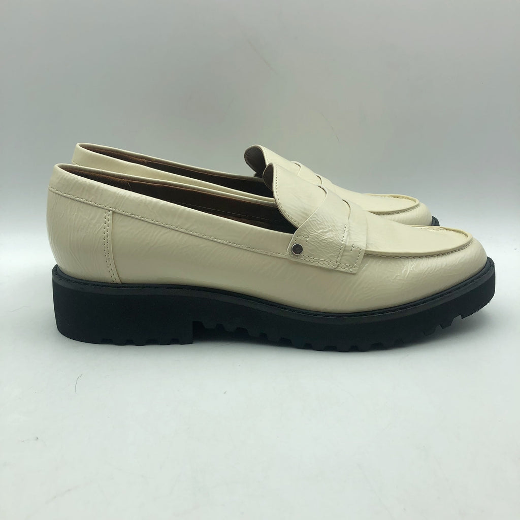 Franco Sarto Womens Cassandra Loafers US 9.5 Cream White Patent Leather NIB