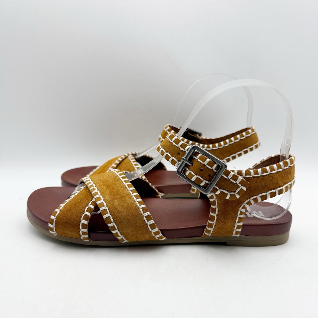 MIA Amore Womens Sofee Whipstitched Sandals US 6.5 Cognac Brown Vegan Suede NWOB