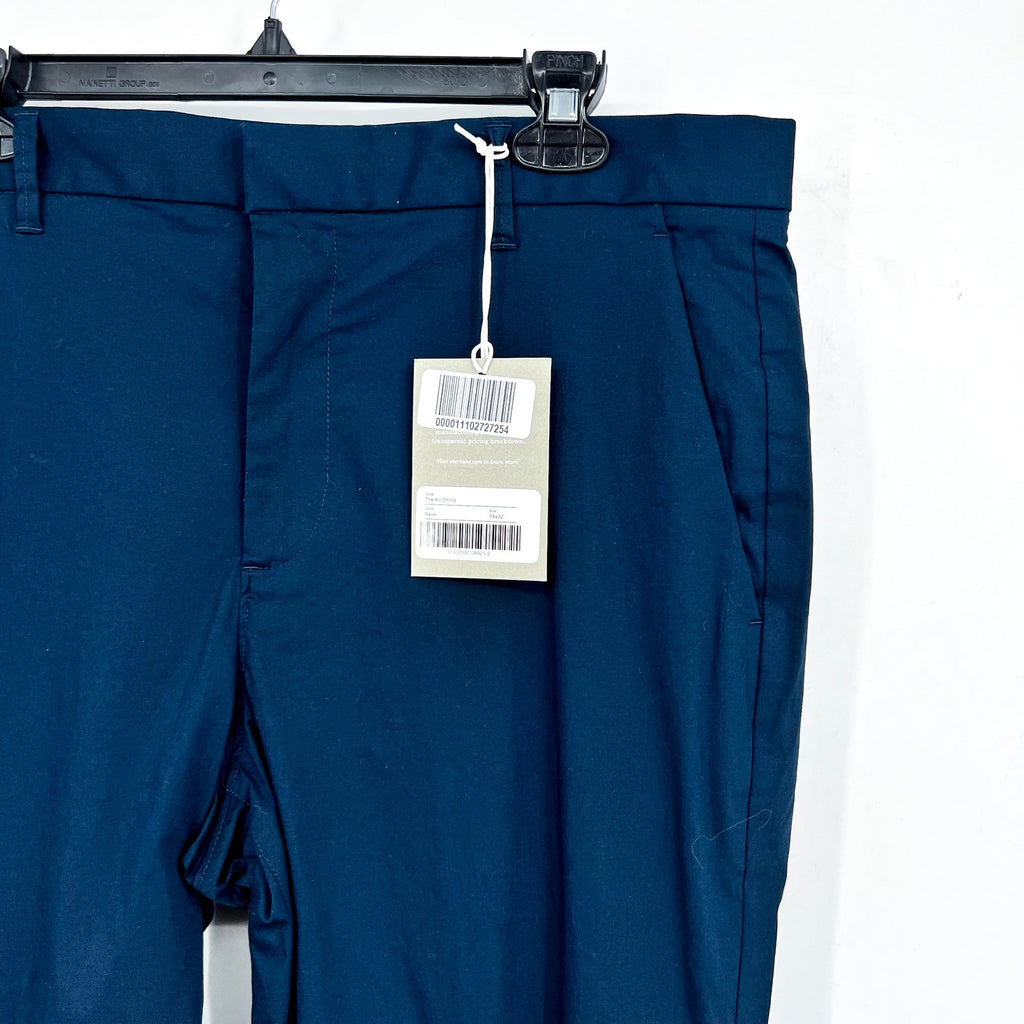EVERLANE Mens Air Chino Pants 33x32 Navy Blue Stretch Cotton Poplin Slim Fit NWT