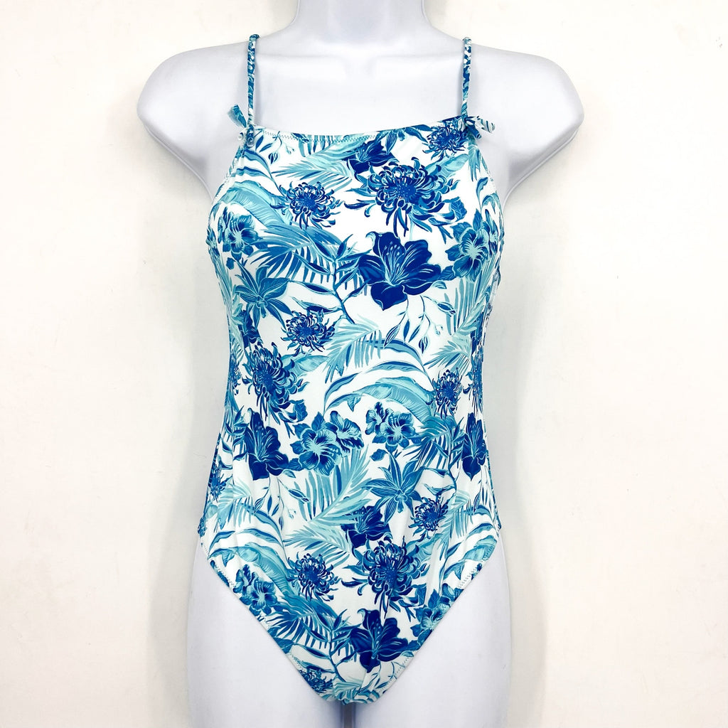 VILEBREQUIN Girl's Tahiti Flowers One Piece Swimsuit 14 ANS White Blue Print NWT