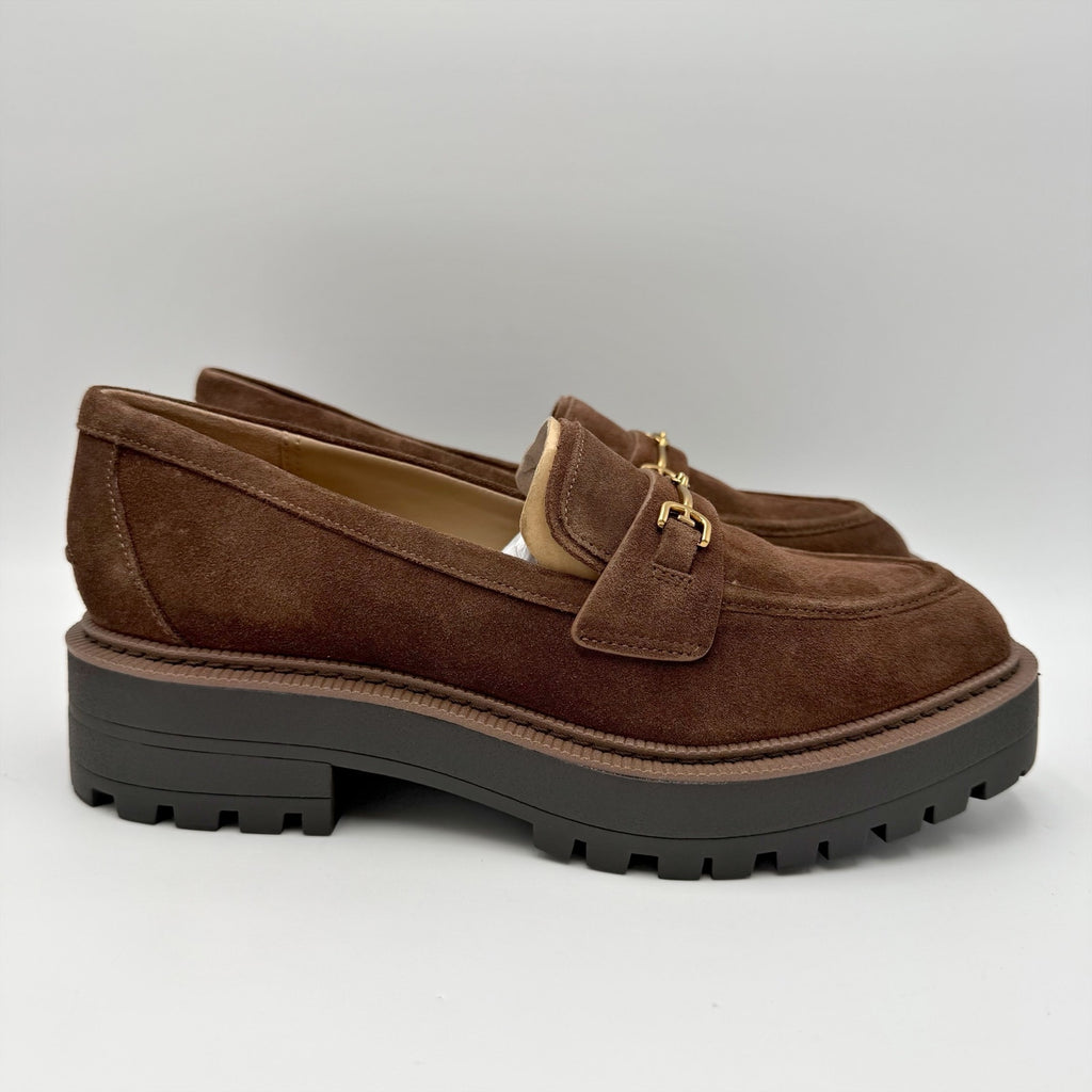 Sam Edelman Womens Lea Platform Loafers Size 8.5 M Brown Suede NIB