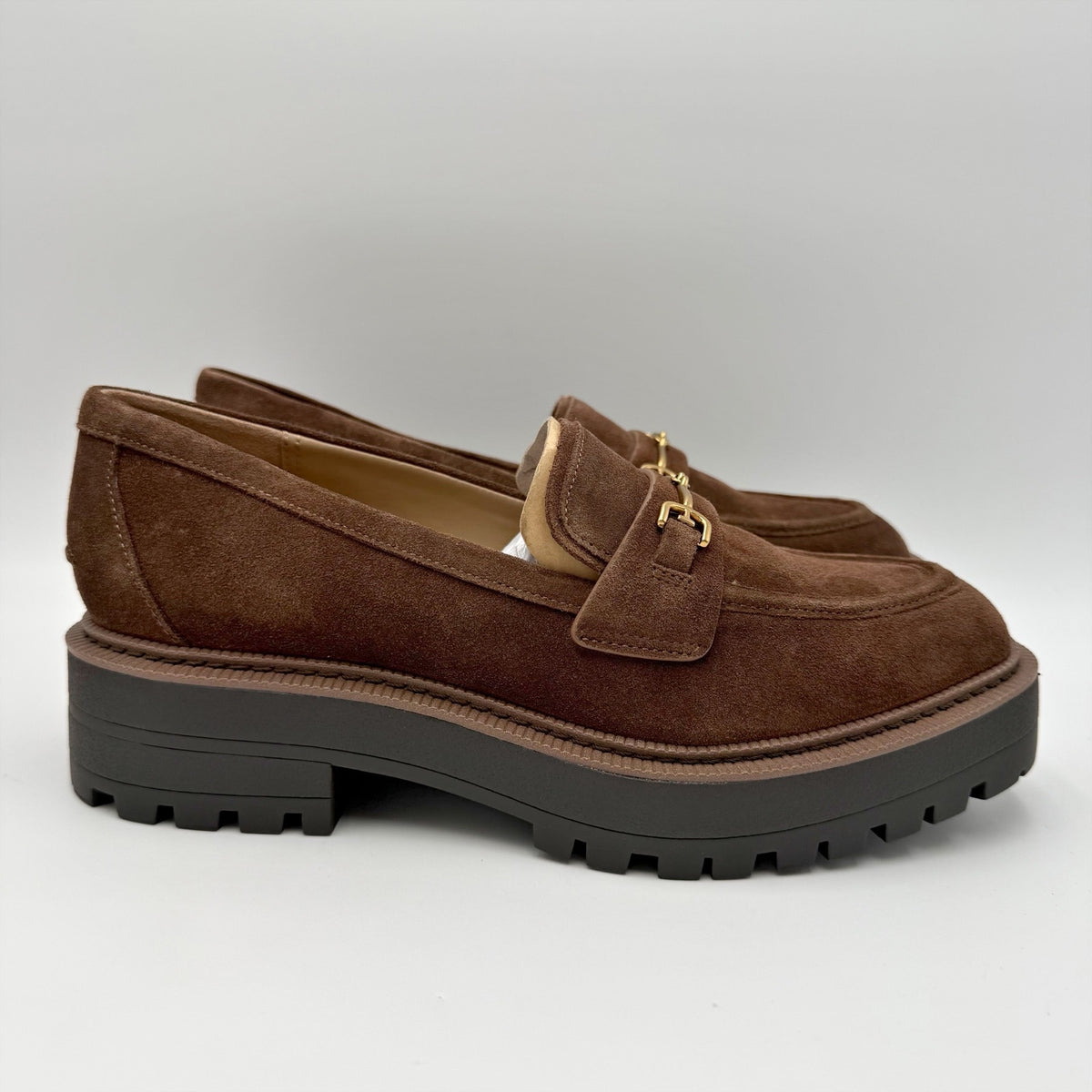 Sam Edelman Womens Lea Platform Loafers Size 8.5 M Brown Suede NIB