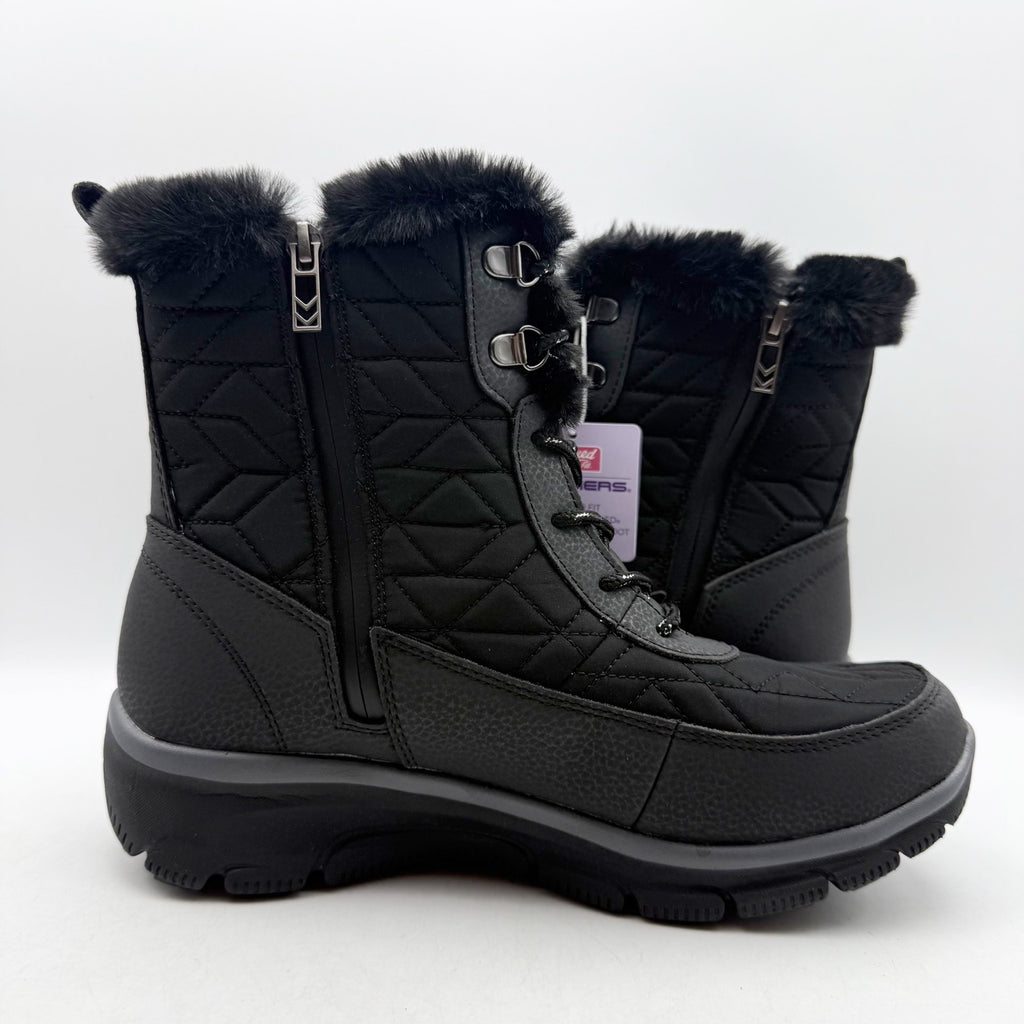 Skechers Womens Easy Going Frostline Winter Boots US 8.5 Black Waterproof NWT