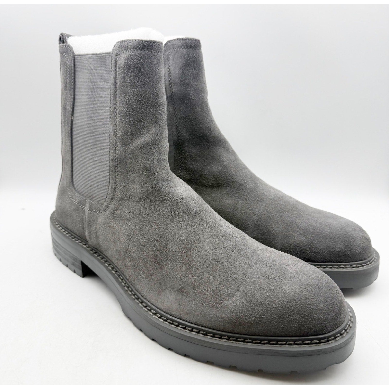 Saint Morta Men's Chunky Chelsea Boots Size 8 EU 42 Dark Grey Suede NIB