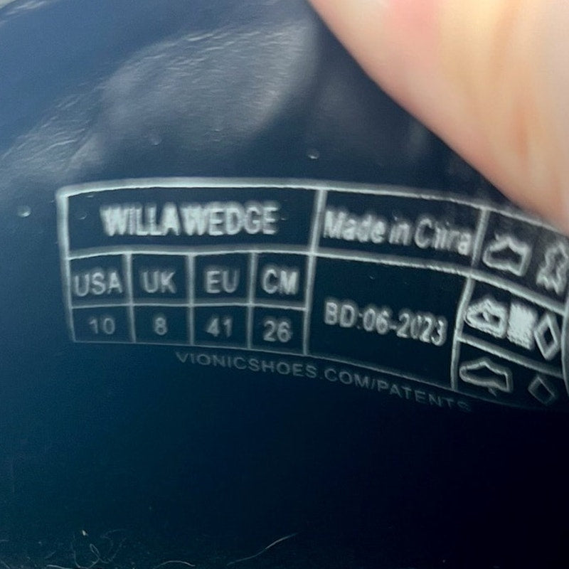 Vionic Women's Willa Wedge Slip on Shoes Size 10M EU 41 Black Leather NIB