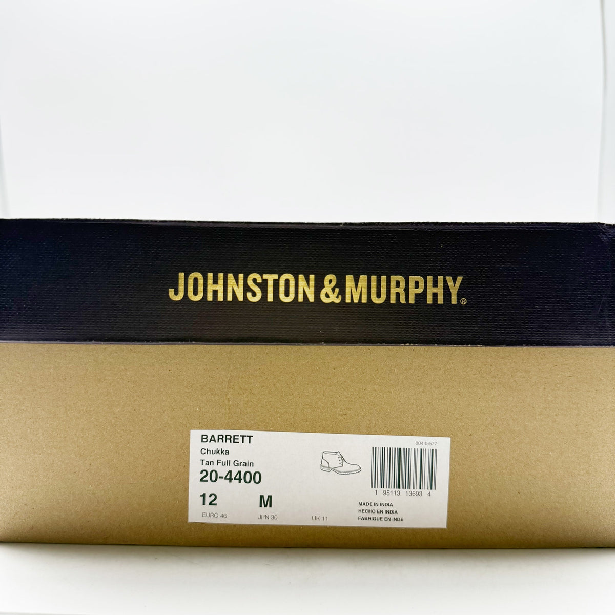 Johnston & Murphy Mens Barrett Chukka Boots Size 12 M Tan Full Grain Leather NIB