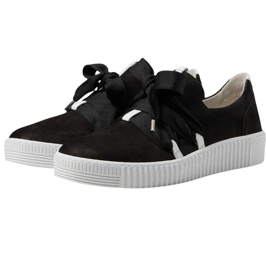 Gabor Womens 43.333 Platform Casual Sneakers US 8 UK 5.5 Black Leather NIB