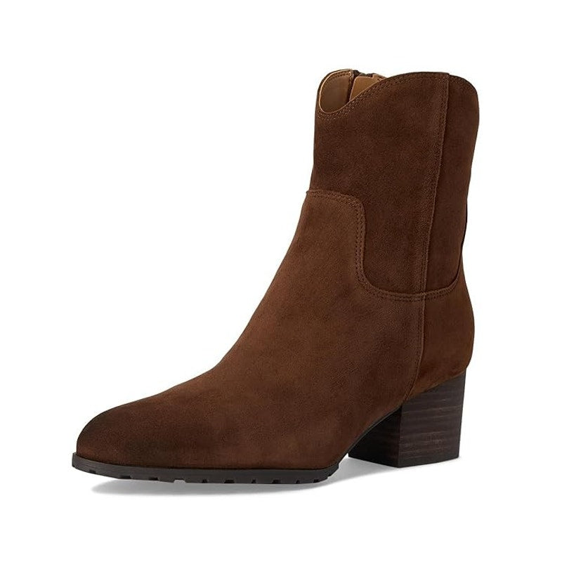 VIONIC Womens Bishop Western Ankle Boots US 6.5 Brown Suede Water Repellent NWOB