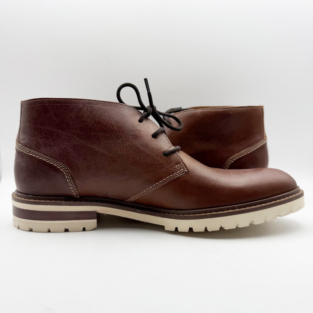 Johnston & Murphy Mens Barrett Chukka Boots Size 12 M Tan Full Grain Leather NIB