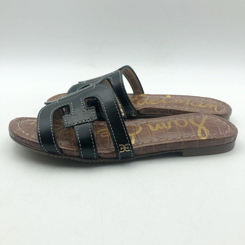 Sam Edelman Girls Bay Cut Out Slide Sandals US 13 M EU 31 Black Leather NIB