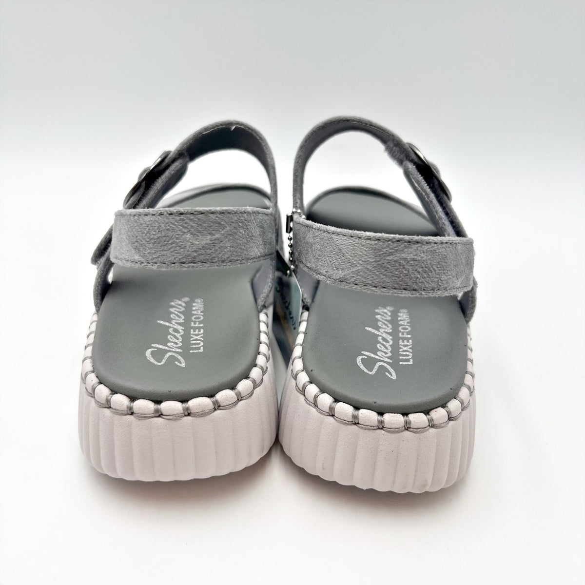 SKECHERS Womens Wilshire Boulevard Illusion of Love Sandals Size 7 Grey NIB