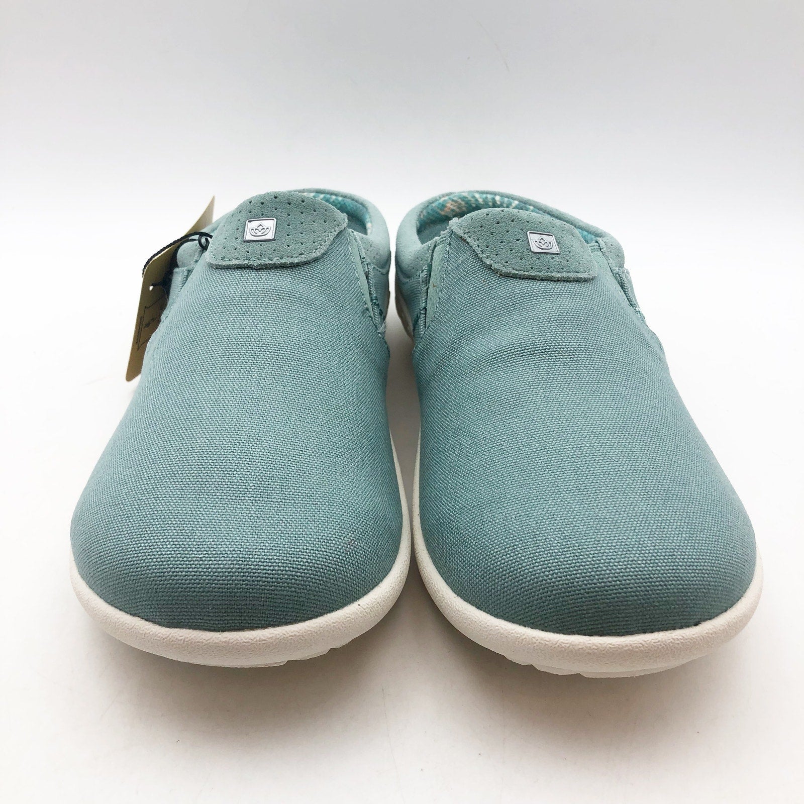 Spenco Womens SIESTA NUEVO Casual Slides Size 7.5 Mineral Blue Canvas Clogs NIB