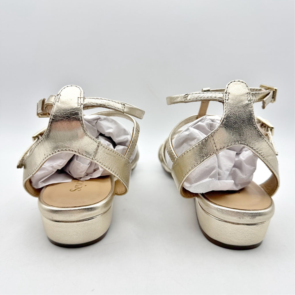 Seychelles Womens Luxurious Wedge Sandals US 6 Gold Leather Gladiator NWOB