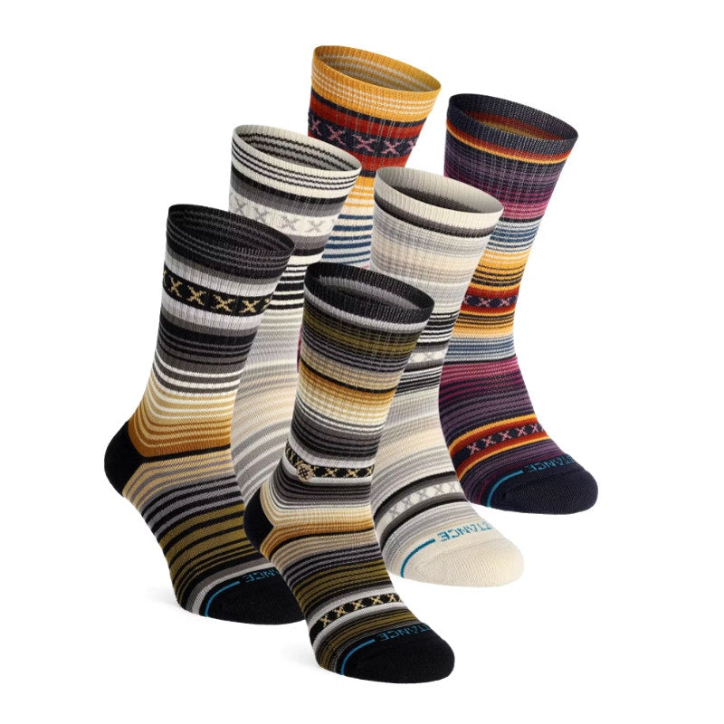 STANCE Men's Curren 3-Pack Hiking Crew Socks Large (9-13 ) Forest Striped NWT