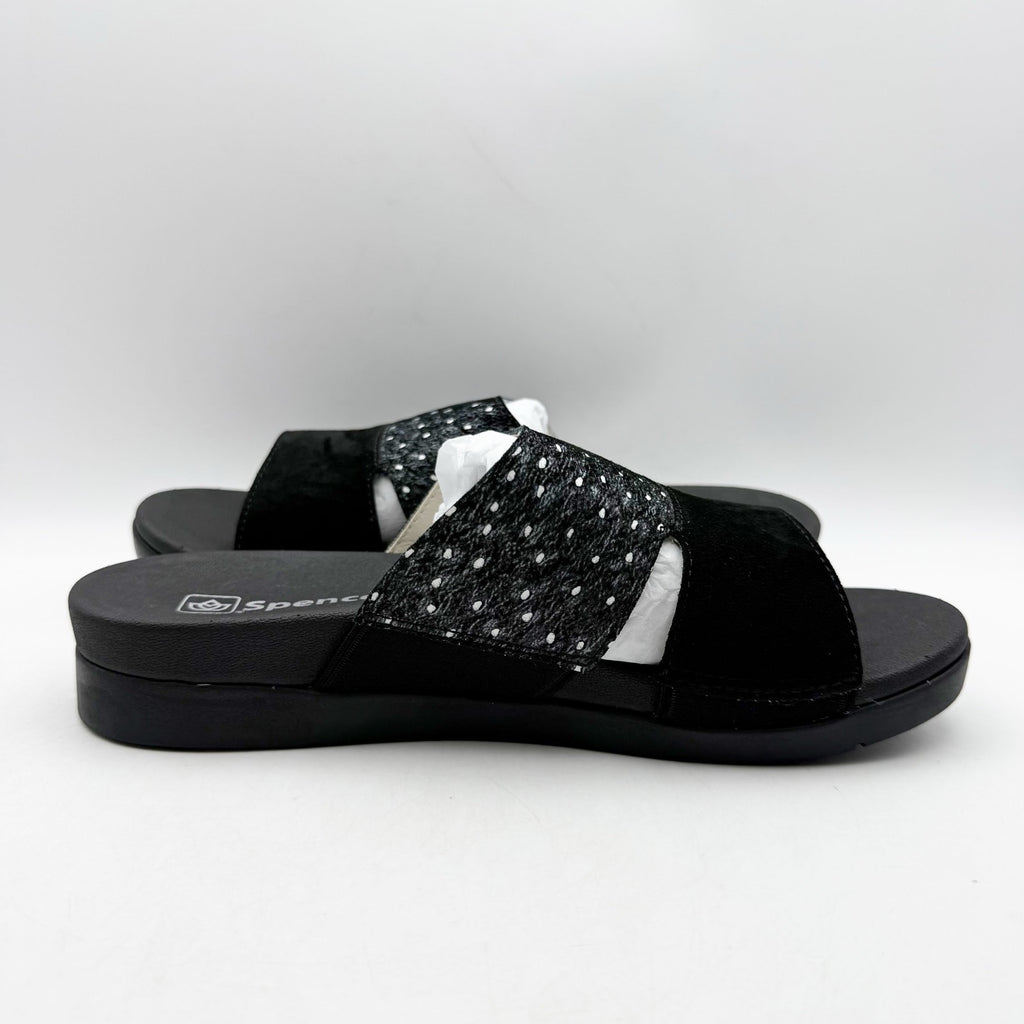 Spenco Womens Dawn Slide Sandals US 8 Wide EU 38.5 Black Suede NIB