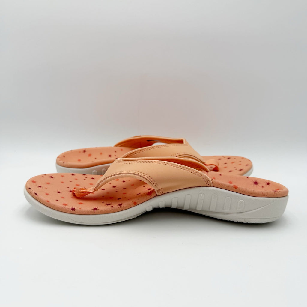 Spenco Womens Yumi Constellation Sandal Size 11 WIDE Coral Orange Flip Flop NWOB