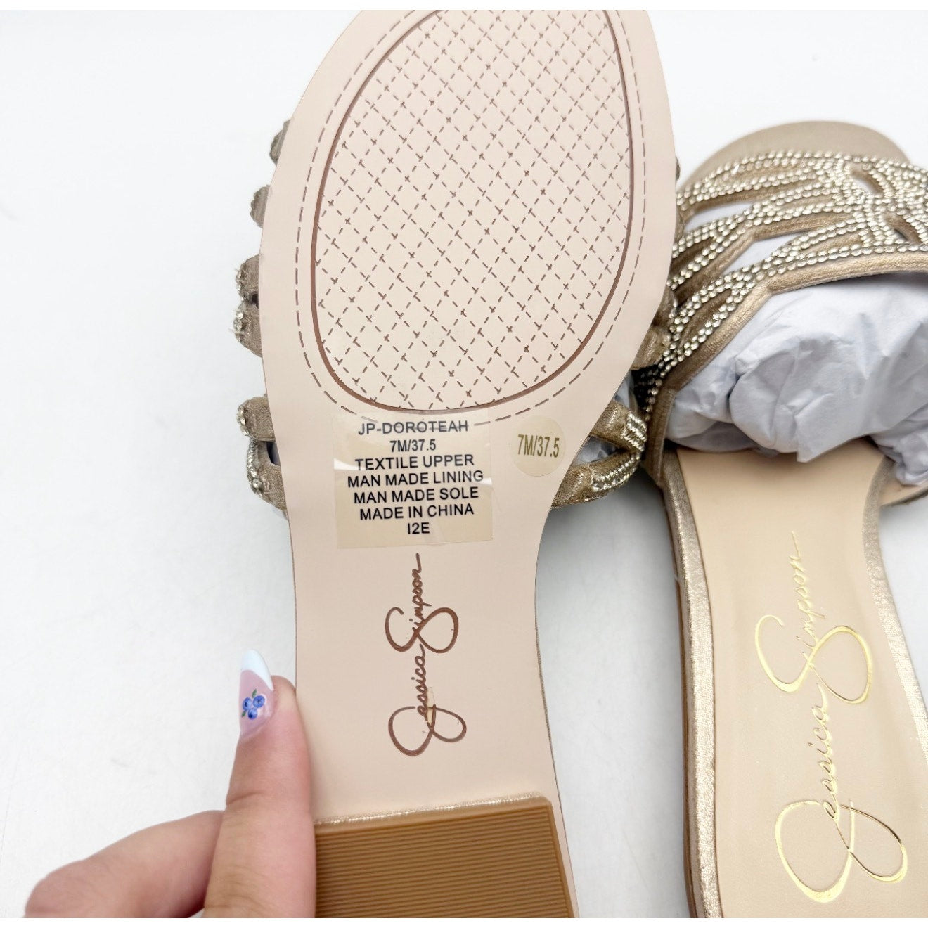 JESSICA SIMPSON Women's Dorothea Sandals Size 7 M Gold Champagne Slip On NIB