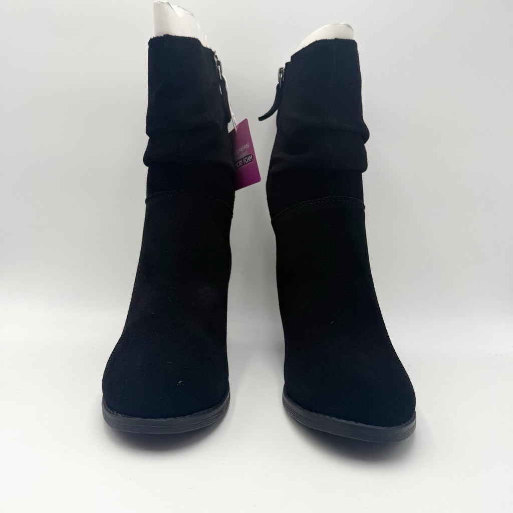 Skechers Womens Taxi Compelling Flirt Boot US 7 Black Suede Water Resistant NIB