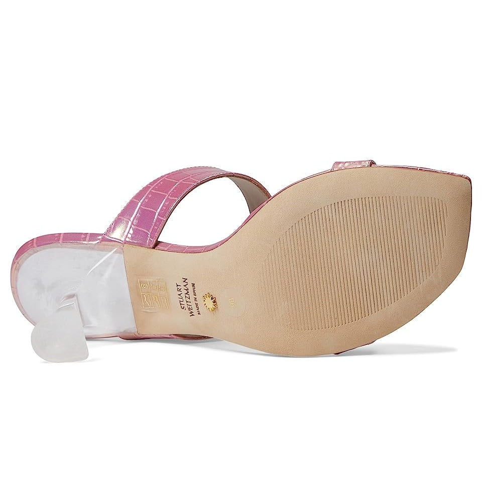 Stuart Weitzman Kristal Heeled Sandals Size 9 M Pink Iridescent Leather NIB