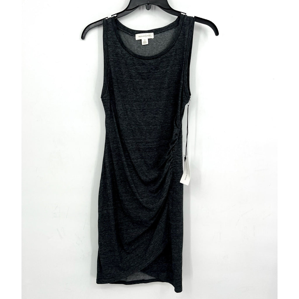 TREASURE & BOND Ruched Sleeveless Jersey Tank Dress XS Charcoal Gray NWT