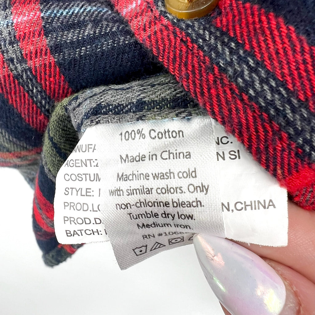 APPAMAN Boy's Long Sleeve Flannel Shirt Size 12 Blue Red Plaid Casual NWT