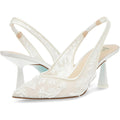 Blue Betsey Johnson Womens Nikki High Heels Size 7.5 White Lace Sling Back NWOB