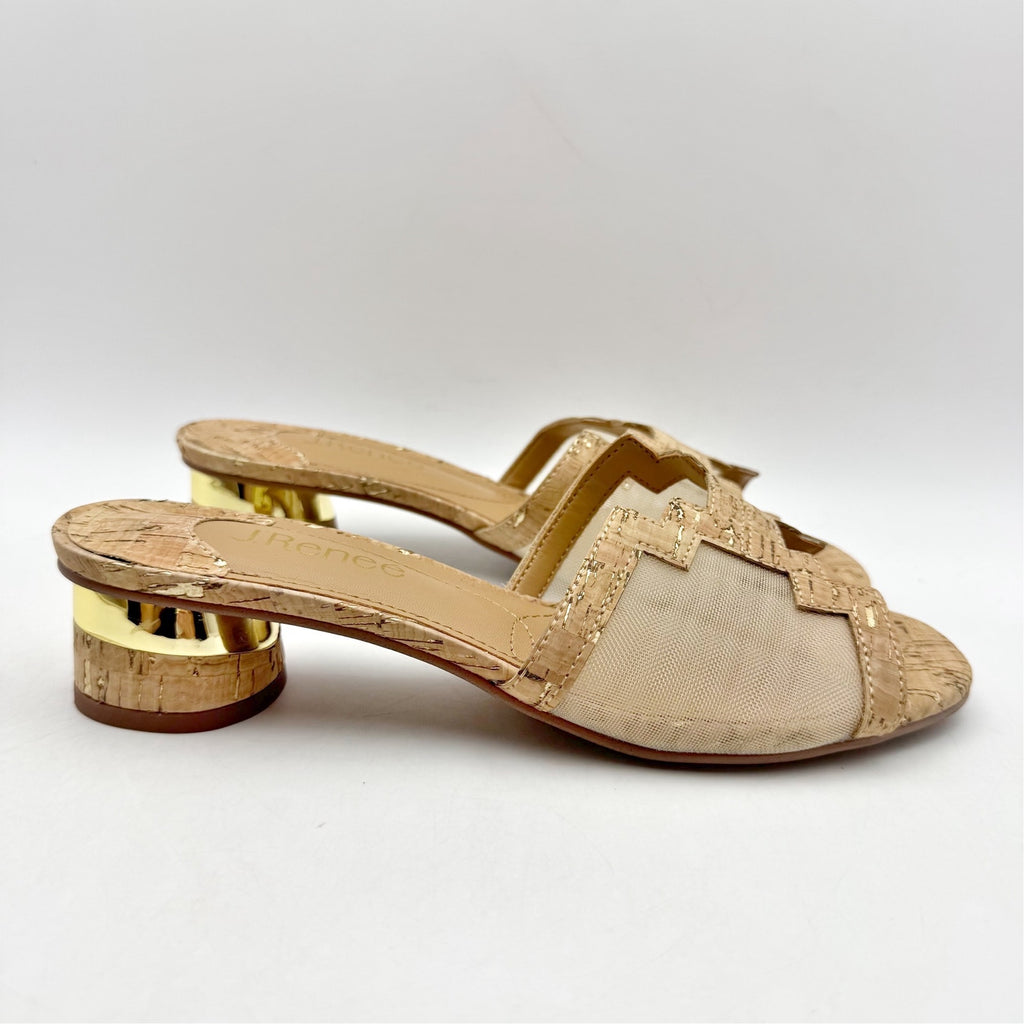 J. Renee Womens Amorra Heeled Sandals US 8.5 M Natural Gold NWOB