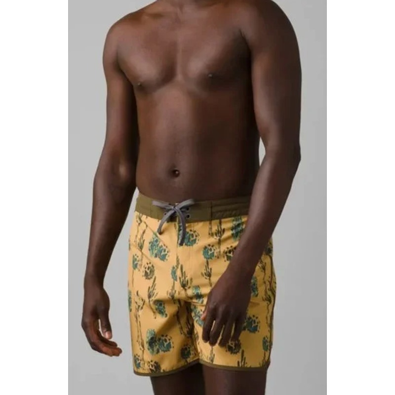 PRANA Men's Vintage Board Short Size 34 Yellow Morro Cactus 6" Inseam NWT