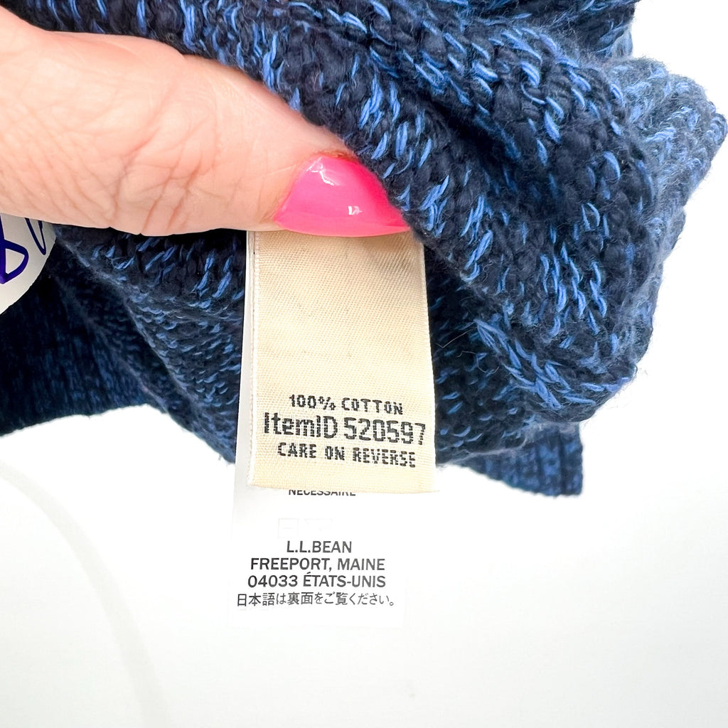 L.L BEAN Women's Cotton Ragg Sweater Medium Classic Navy Blue Crewneck NWT